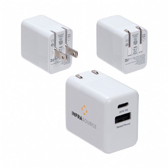 20W Fast USB-C PD Charger with Dual Outputs